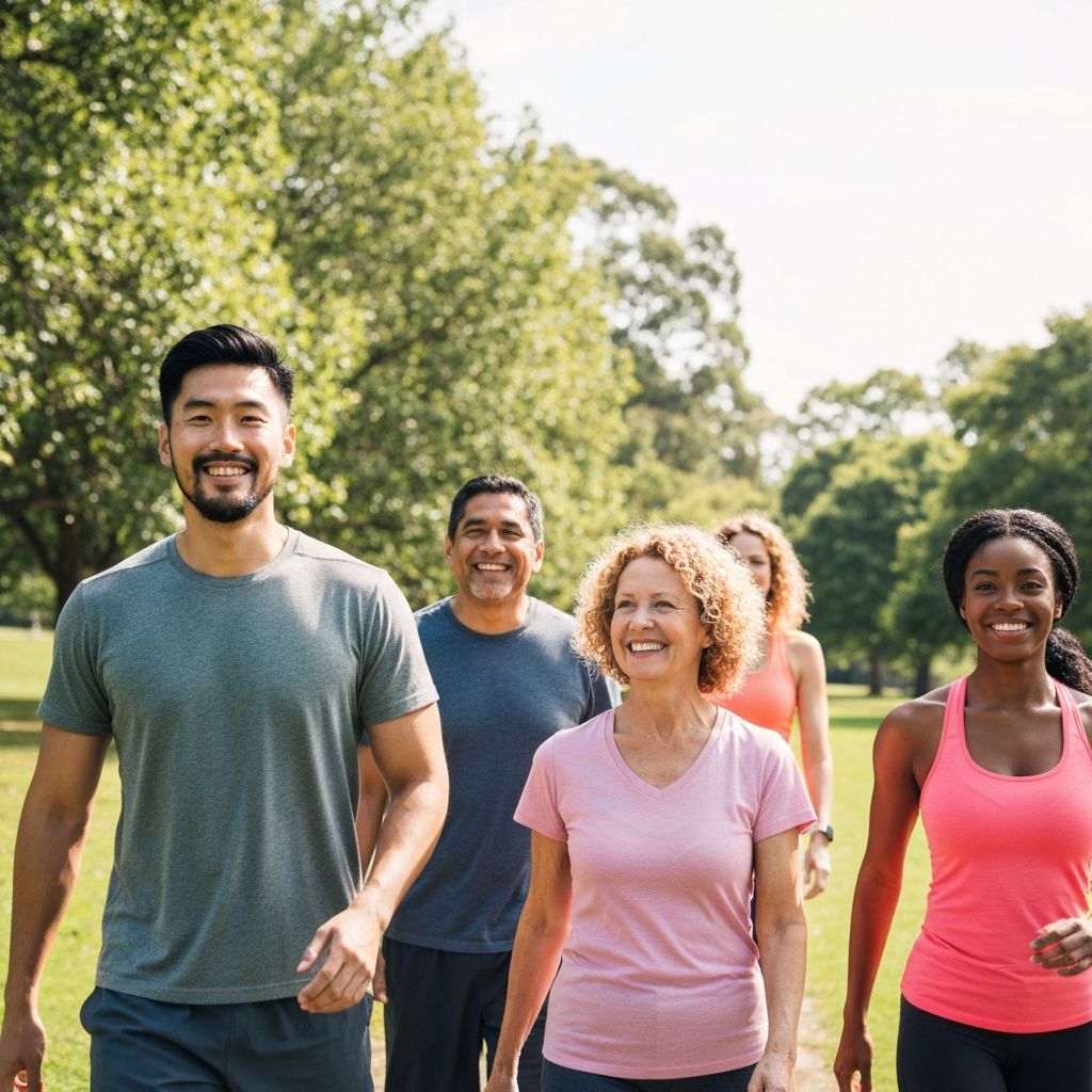 Group of men enjoying outdoor activities and wellness